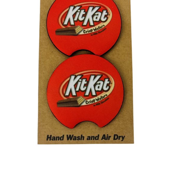 Car Coasters Kit Kat Chocolate Candy Bar Snack Junk Food Set of 2 Neoprene - Picture 8 of 9